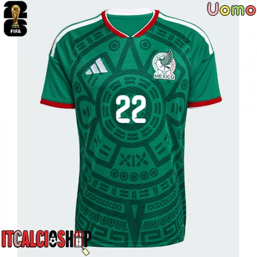 Messico Hirving Lozano #22 Prima Maglia Mondiali 2026 Manica Corta